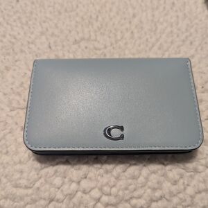 Coach Sky Blue Essential Slim Card Case with Silver Logo